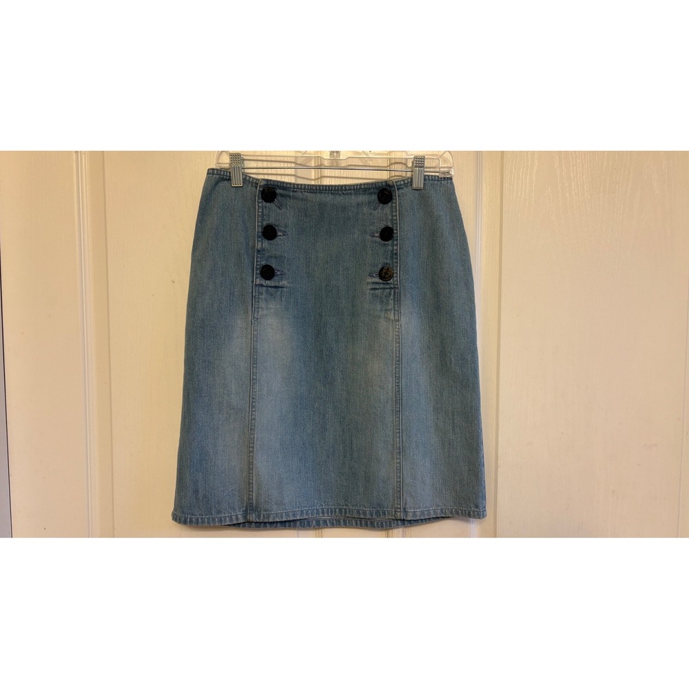 Liz Claiborne Lizwear Jeans Denim Skirt  Anchor Button Petite 10P LWPU6203